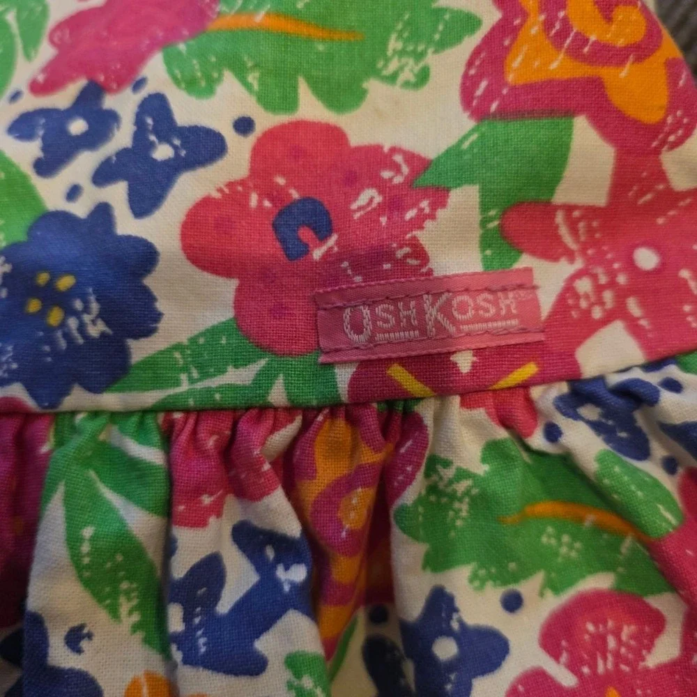 Vintage OshKosh B'Gosh Dress Floral Jumper Dress & Top Girls 5 Excellent